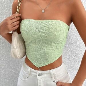 Light Green Strapless Top Open Back